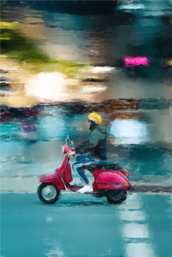 Moped Commute Painting by Gary Arnold