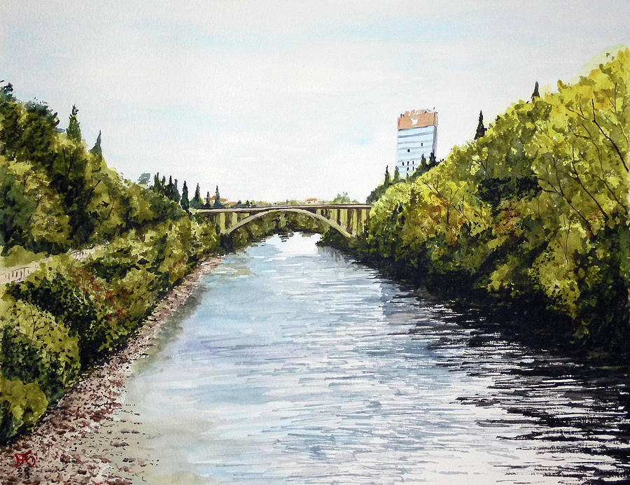 Moraca River in Podgorica Montenegro  Painting by Francisco Gutierrez