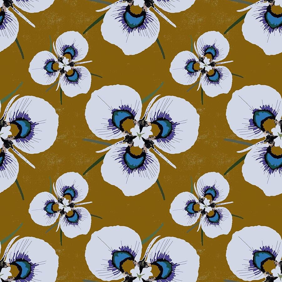 Moraea Iris - mustard background Drawing by Katie Matican - Pixels