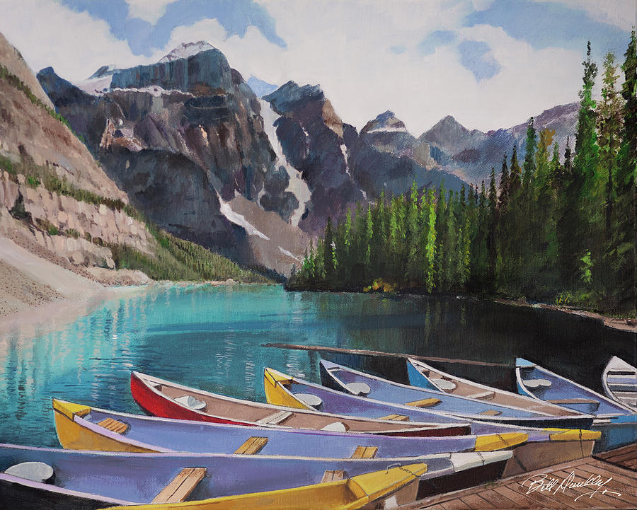 Moraine Lake Canada Painting by Bill Dunkley