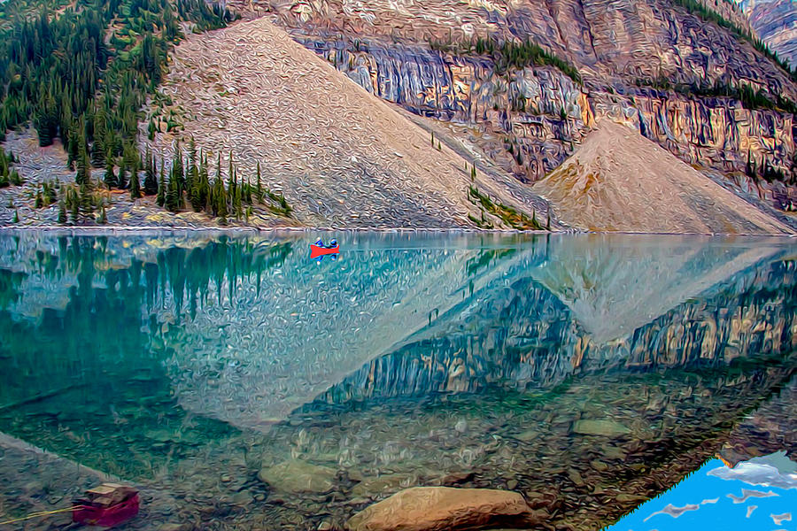 Moraine Lake With Canoe Photograph by Jim Dollar