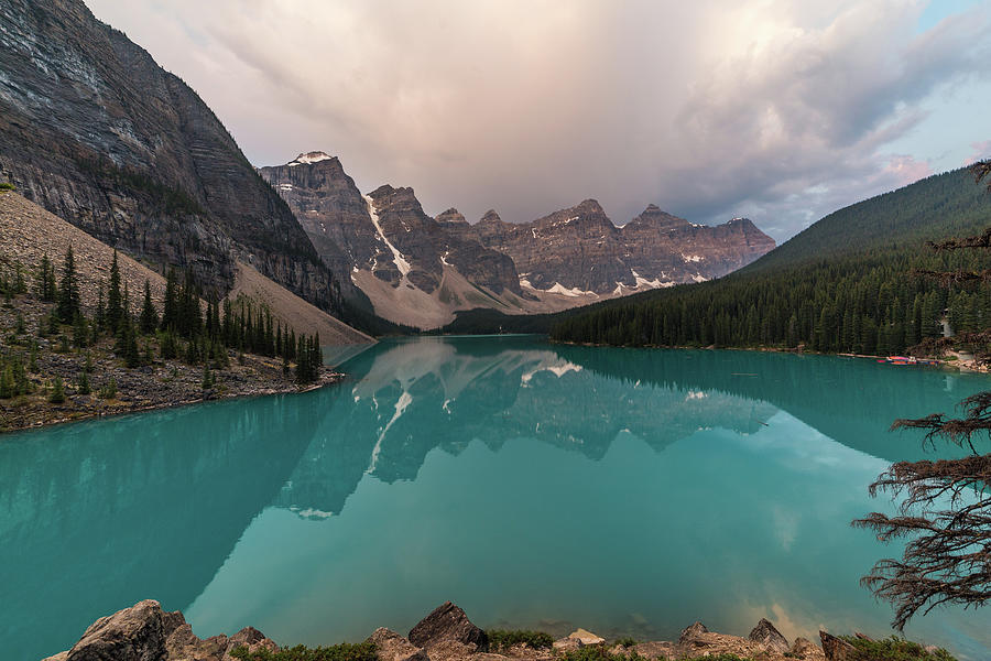 Moraine Lake With Clouds Photograph