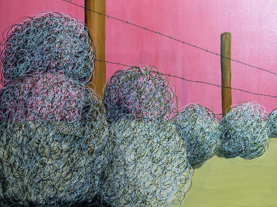 More and more Tumbleweeds Painting by Ted Clifton
