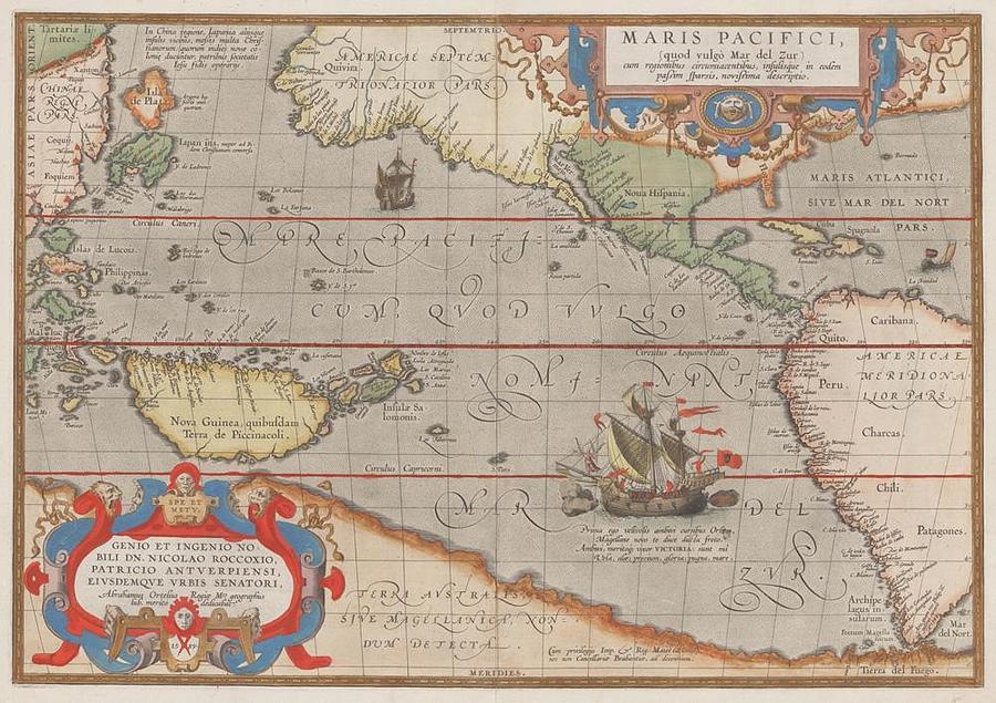 More Magellanica Terra Australis Ortelius Maris Pacifici map, 1589 1590 ...