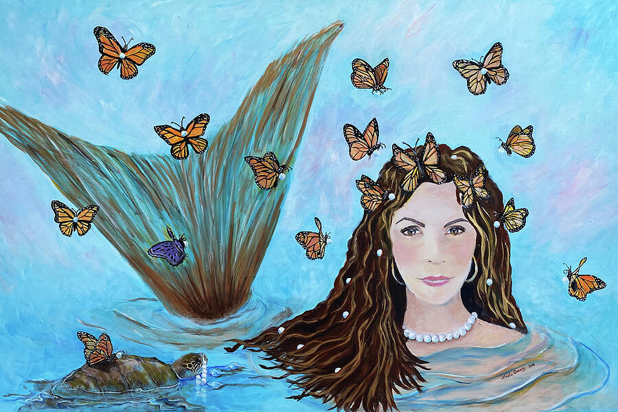 Mermaid Painting - More Precious Than Gold by Linda Queally by Linda Queally