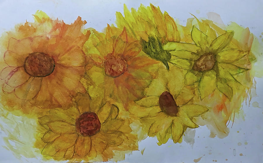 More Sunflowers for Ukraine Painting by Cathy Anderson