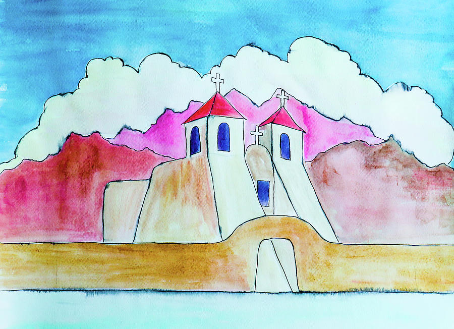 More Taos Church Painting by Ted Clifton
