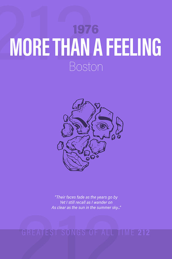 More Than A Feeling Boston Minimalist Song Lyrics Greatest Hits of All Time 212 Mixed Media by