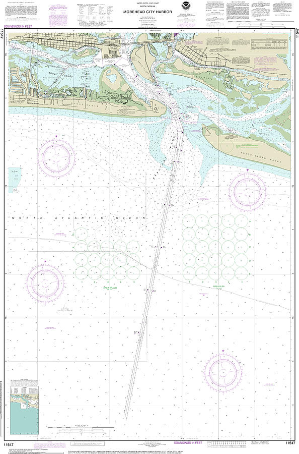 Morehead City Harbor Nautical Chart 11547 Digital Art by John Gernatt