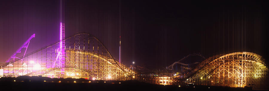 Moreys Adventure Amusement Pier at Night Photograph by Jason Fink