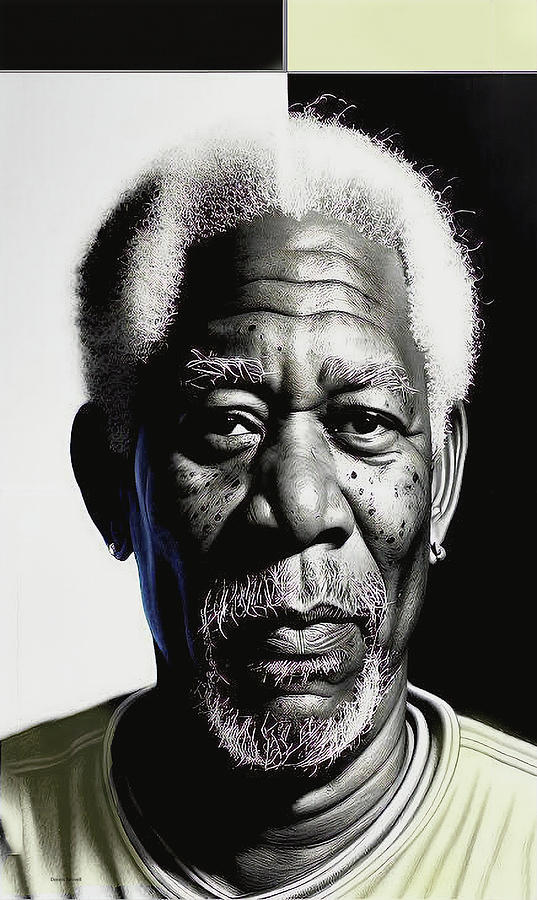 Morgan Freeman Digital Art by Dennis Baswell