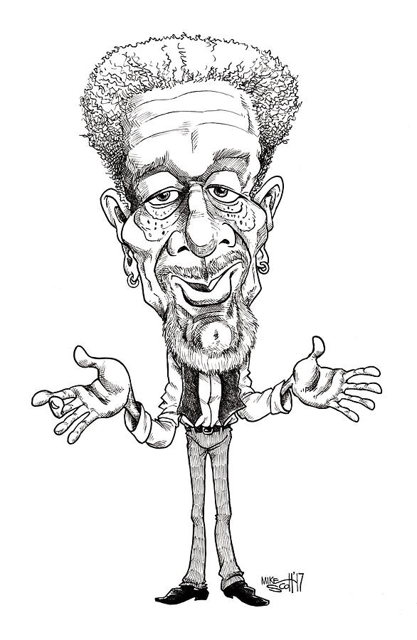 Morgan Freeman Drawing by Mike Scott