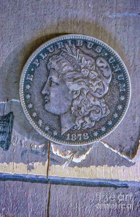 Morgan Silver Dollar On Gray Wood Photograph