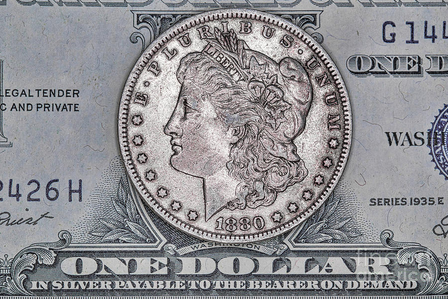 Morgan Silver Dollar on Silver Certificate Photograph by Randy Steele