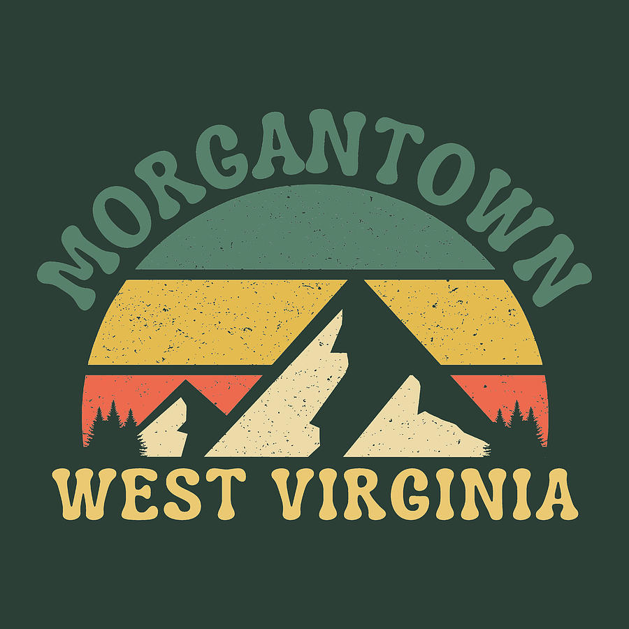 Morgantown West Virginia Retro Mountain Sunset Vintage Digital Art by Aaron Geraud