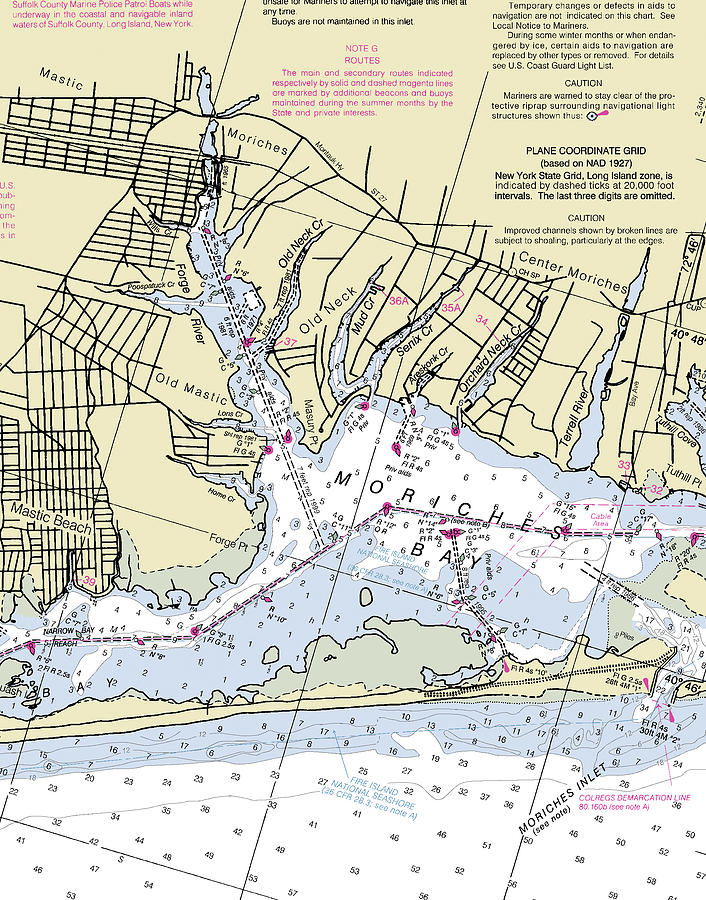 Moriches New York Nautical Chart Digital Art by Sea Koast Fine Art