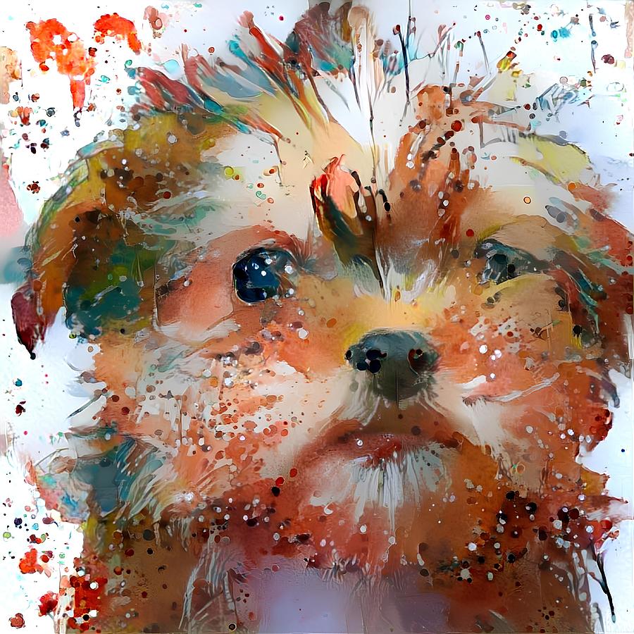 Morkie Splatter Paint Digital Art by Mangos Art
