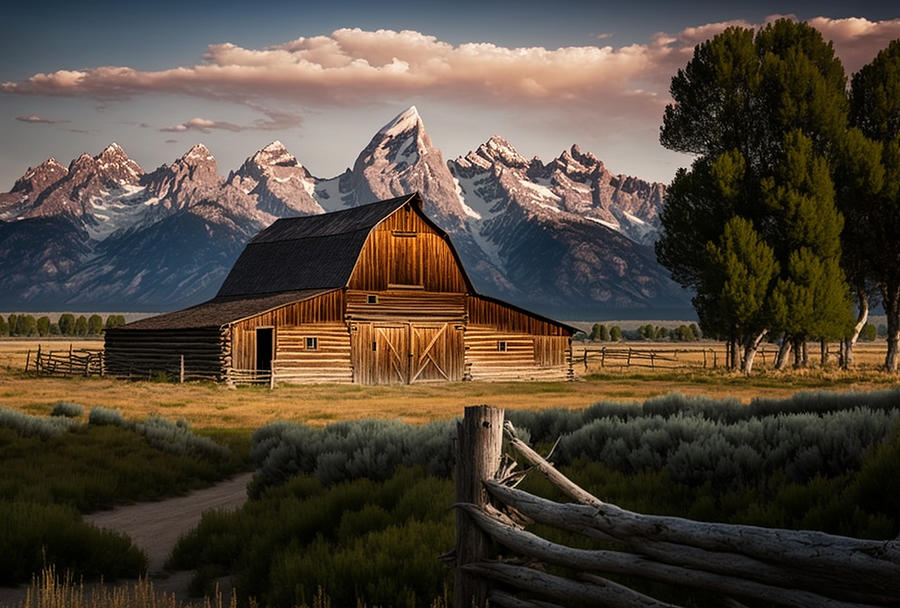 Mormon row grand tetons digital art by john neff fine art america