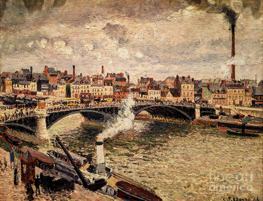 Morning an Overcast Day Rouen by Camille Pissarro 1896 Painting by Camille Pissarro