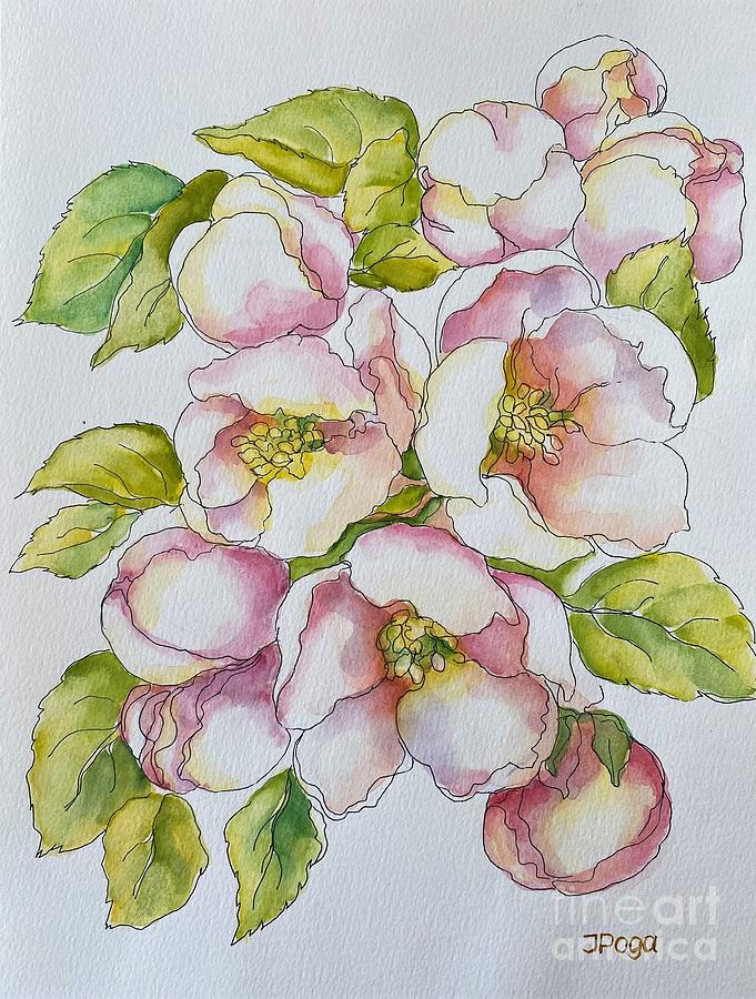 Morning apple blossoms Painting by Inese Poga