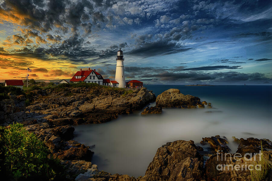 Morning at Portland Head Light in Maine Photograph by Shelia Hunt