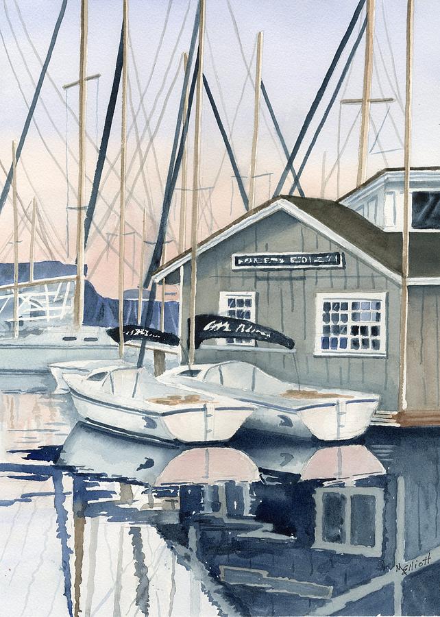 Boat Painting - Morning at the Marina by Marsha Elliott