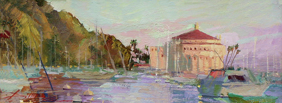 Morning Avalon Harbor - Catalina island Painting by Elizabeth - Betty Jean Billups