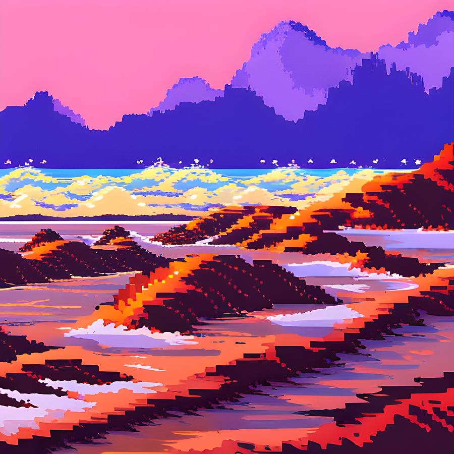 Morning beach pixel art Digital Art by Brandway - Fine Art America