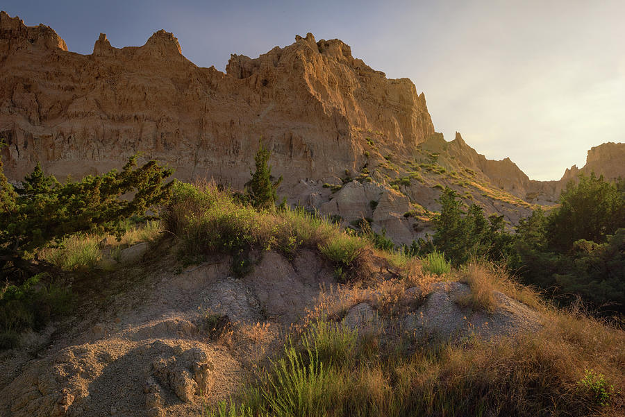 Morning Beneath the Badlands Wall Photograph by Kristen Wilkinson