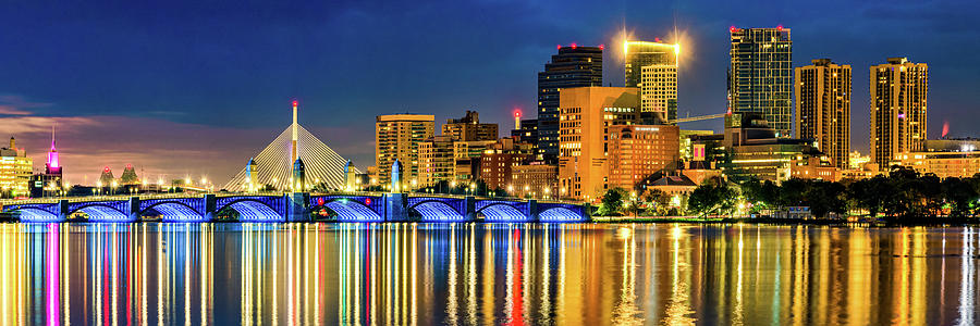 Morning Boston Skyline Panorama Over The Charles River Photograph by Gregory Ballos