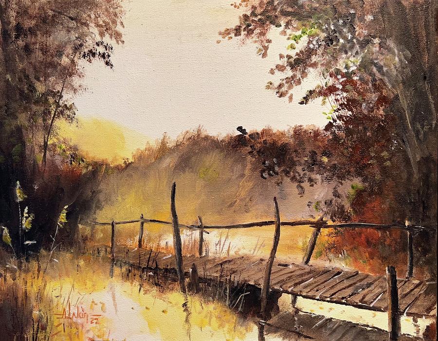 Impressionism Painting - Morning Bridge by Alan Lakin