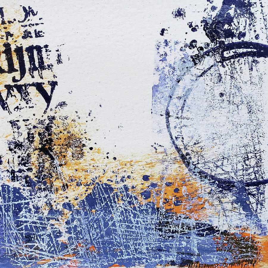 MORNING EDITION Blue Orange Abstract Painting Grunge Street Art Painting by Lynnie Lang