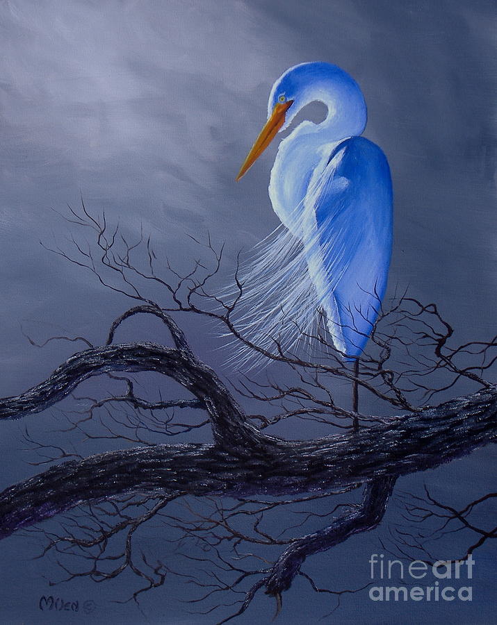 Morning Egret Painting by Michael Allen