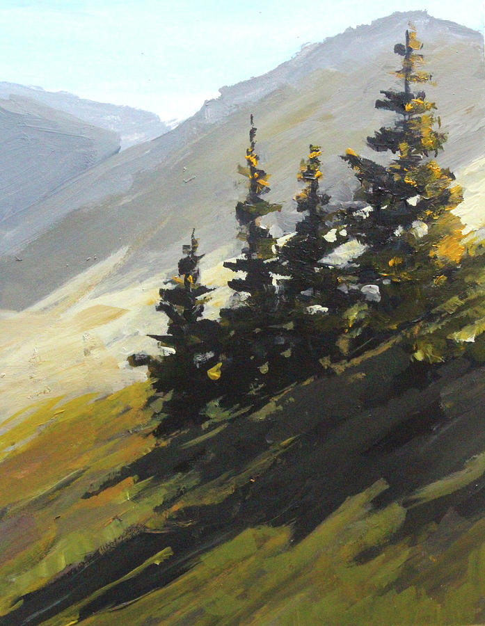 Morning Evergreens Painting by Nancy Merkle