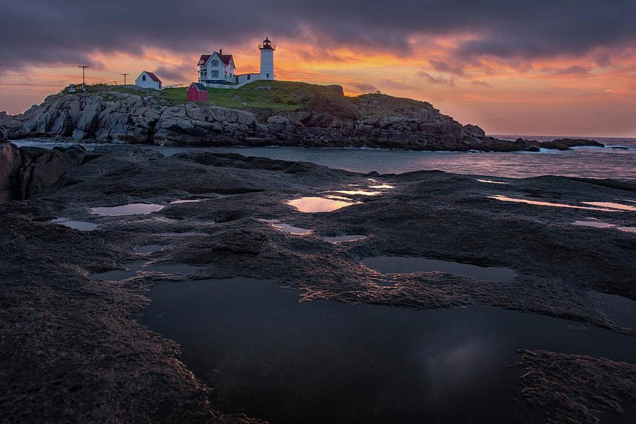 Morning Fire At Nubble Lighthouse 1 Photograph