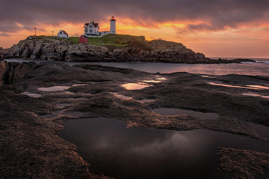 Morning Fire At Nubble Lighthouse 2 Photograph
