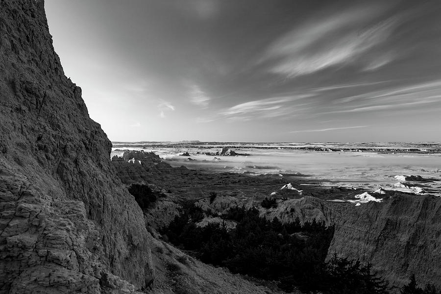 Morning Fog And Clouds Badlands Overlook Photograph by Dan Sproul