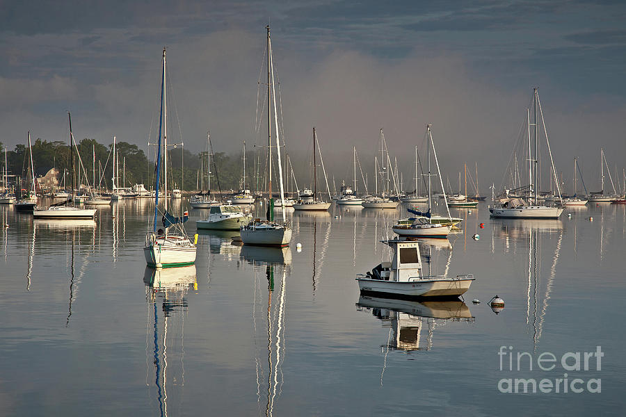 Morning Fog Bristol Harbor 9405  Photograph by Butch Lombardi