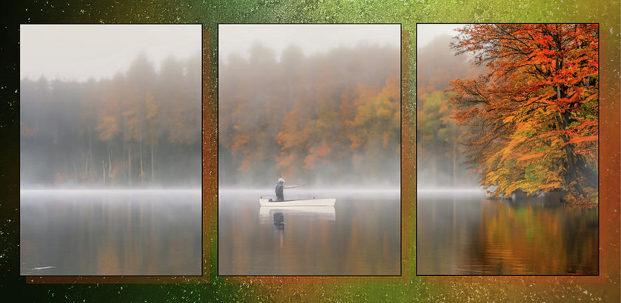 Morning Fog in Maine Triptych Digital Art by Cordia Murphy