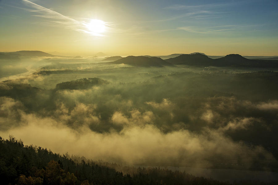 Morning fog in Saxon Switzerland Photograph by Sun Travels