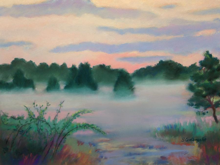 Morning Fog at dawn Painting by Shirley Galbrecht