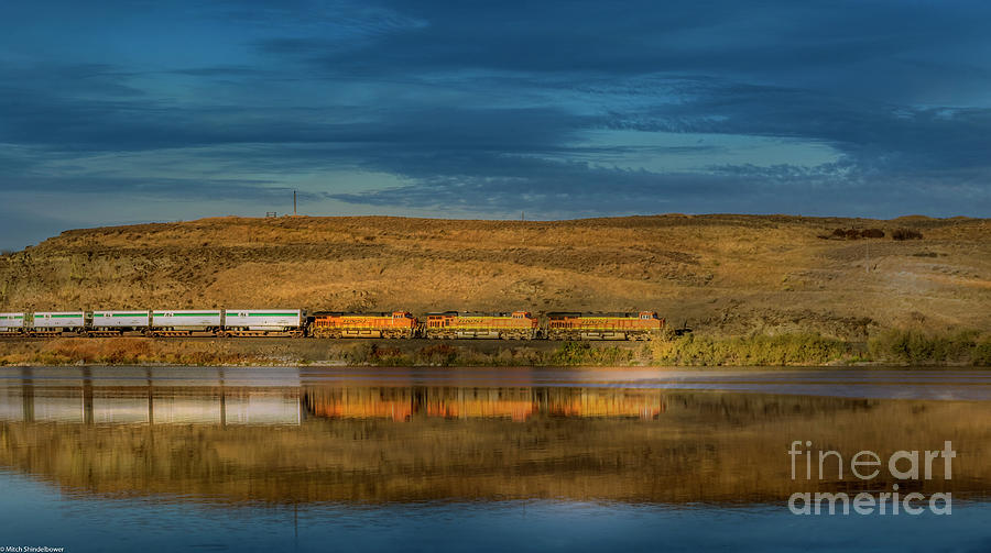 Train Photograph - Morning Freight Train by Mitch Shindelbower