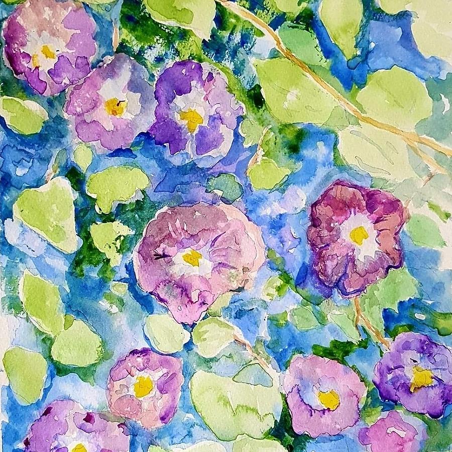 Morning Glories #2 Painting by Julie TuckerDemps