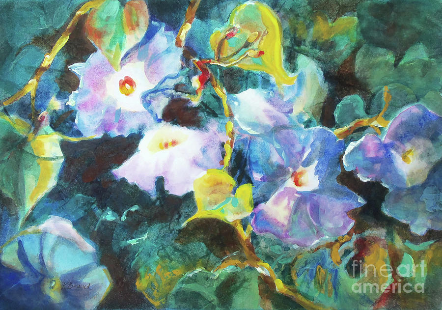Morning Glories Painting by Kathy Braud