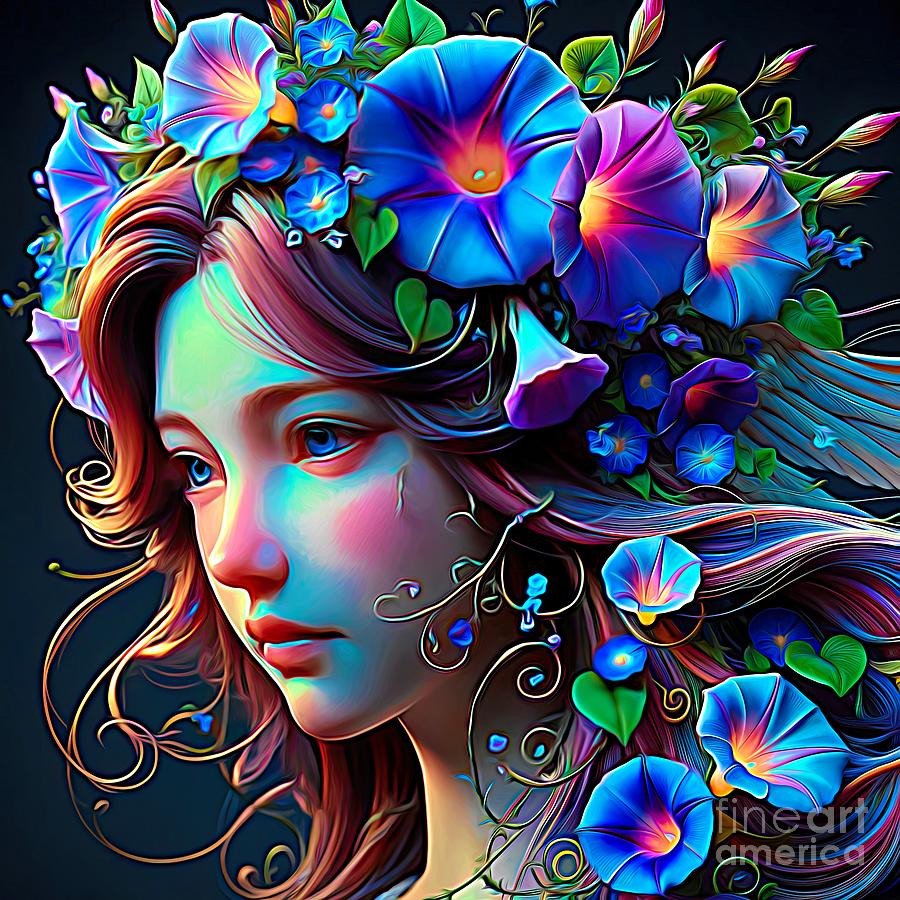 Morning Glory Angel Expressionistic Effect Digital Art by Rose Santuci-Sofranko