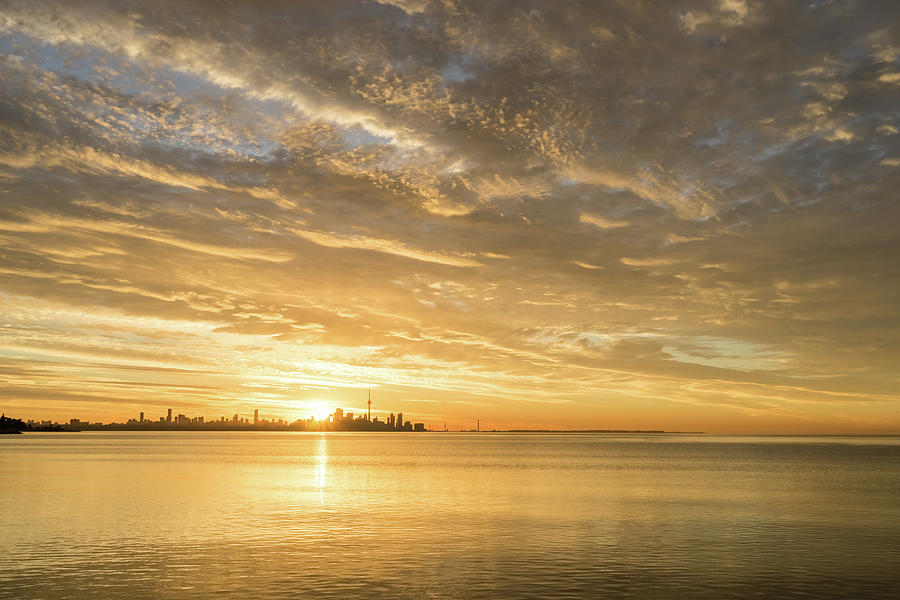 Morning Glory - Spectacular Sunrise Behind Toronto Skyline Photograph by Georgia Mizuleva