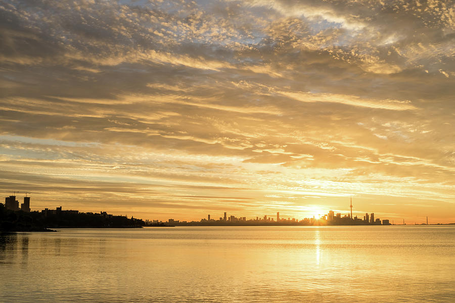 Morning Glory - Splendid Sunrise Cloudscape Over Toronto Skyline Photograph by Georgia Mizuleva