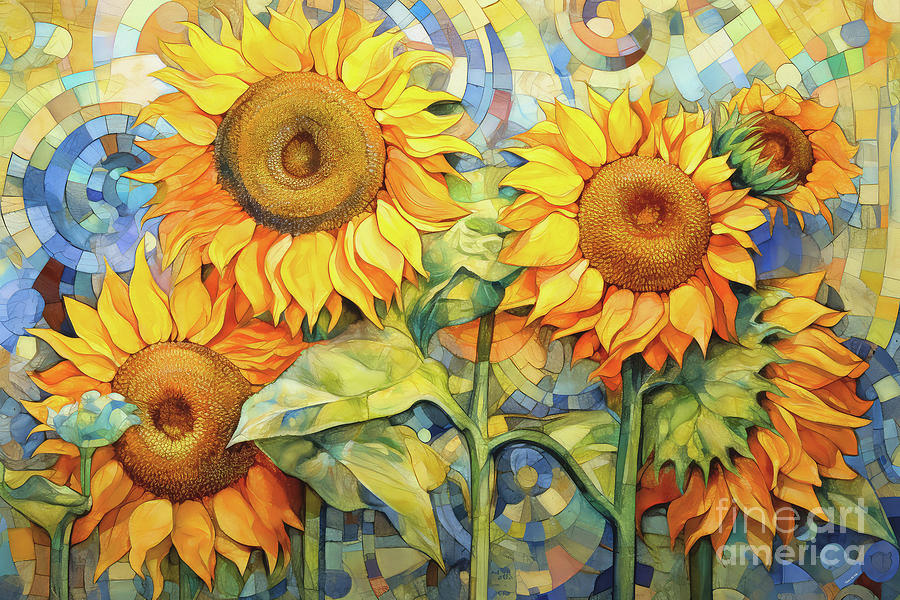 Morning Glory Sunflowers Painting by Tina LeCour