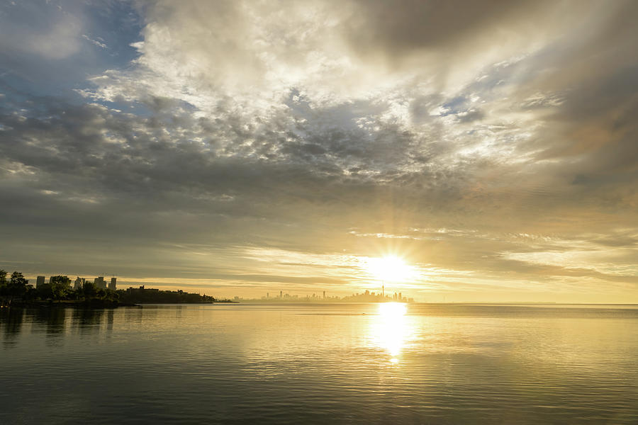 Morning Glory - Toronto Skyline Under a Brilliant Sunrise Photograph by Georgia Mizuleva