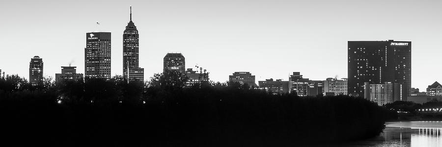 Morning Glow Over Indianapolis - Black And White Panorama Photograph by Gregory Ballos